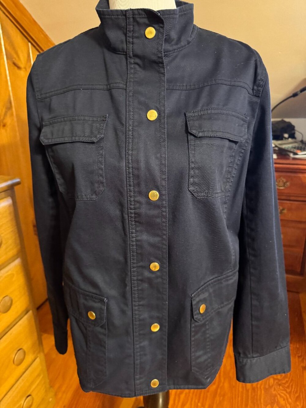 Talbots Navy Blue 100% Cotton Zippered Jacket - Size 12